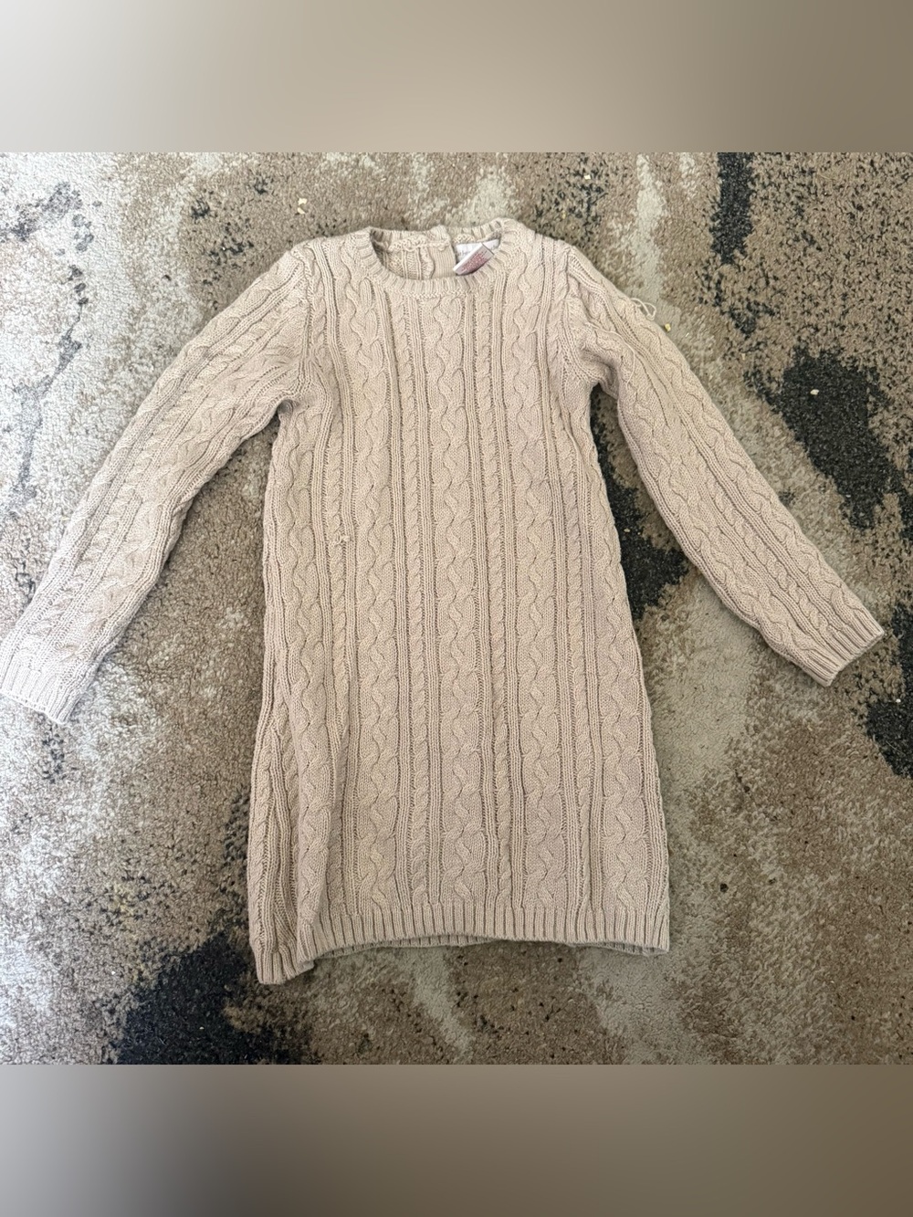 Catherine Malandrino Cream Cable-Knit Crewneck Sweater Dress